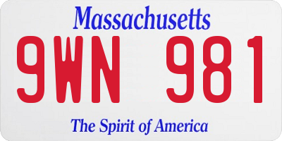MA license plate 9WN981