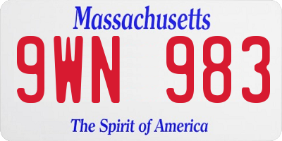 MA license plate 9WN983