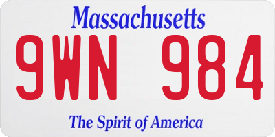 MA license plate 9WN984