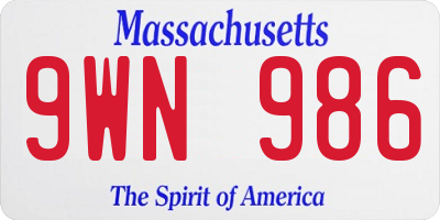 MA license plate 9WN986