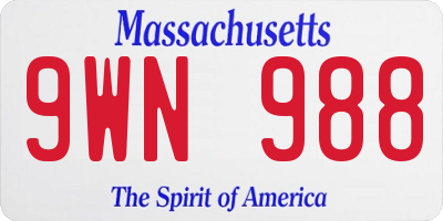 MA license plate 9WN988