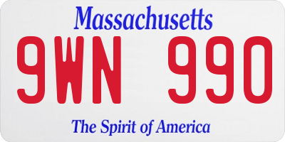 MA license plate 9WN990