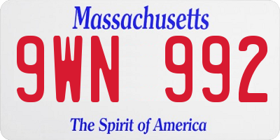 MA license plate 9WN992