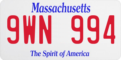 MA license plate 9WN994