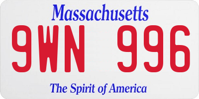 MA license plate 9WN996