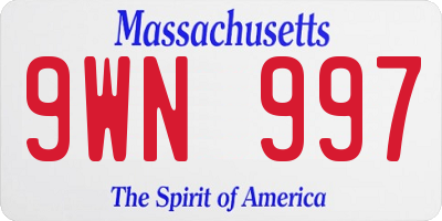 MA license plate 9WN997