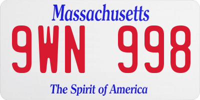 MA license plate 9WN998