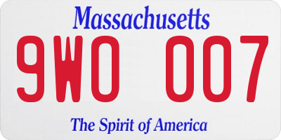 MA license plate 9WO007