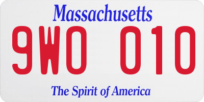 MA license plate 9WO010