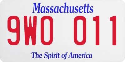 MA license plate 9WO011