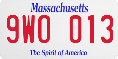 MA license plate 9WO013