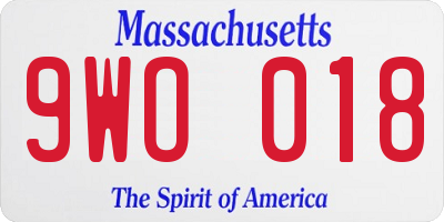 MA license plate 9WO018