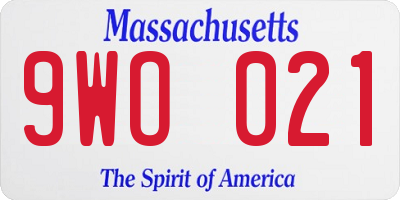 MA license plate 9WO021