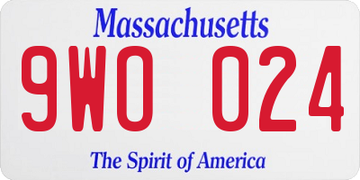 MA license plate 9WO024