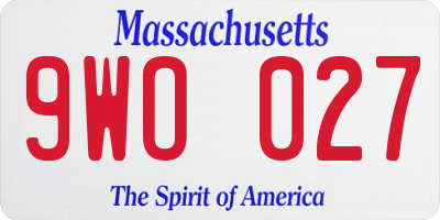MA license plate 9WO027