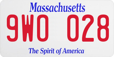 MA license plate 9WO028