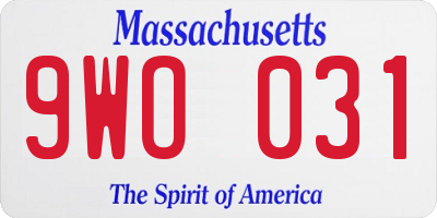 MA license plate 9WO031