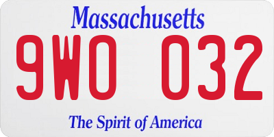 MA license plate 9WO032