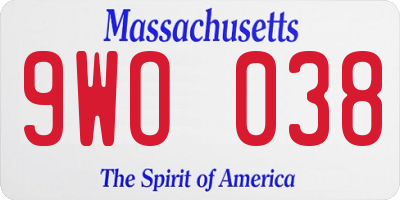 MA license plate 9WO038