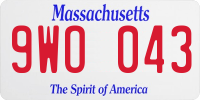 MA license plate 9WO043