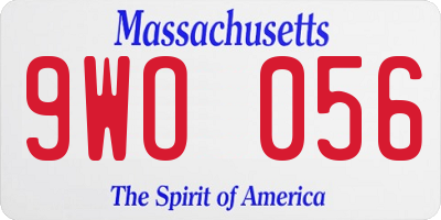 MA license plate 9WO056
