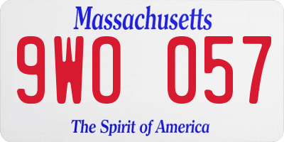MA license plate 9WO057