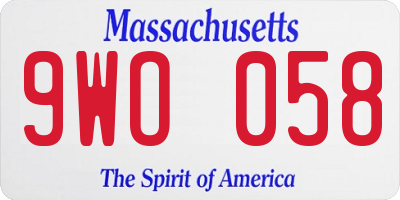 MA license plate 9WO058