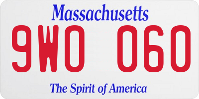 MA license plate 9WO060