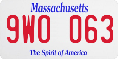 MA license plate 9WO063