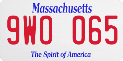 MA license plate 9WO065