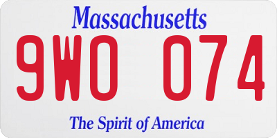 MA license plate 9WO074
