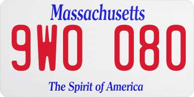 MA license plate 9WO080