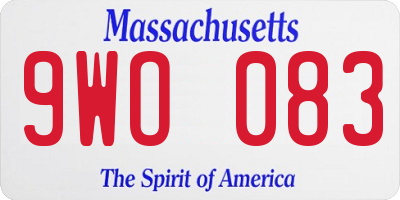 MA license plate 9WO083