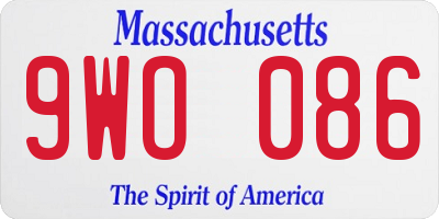 MA license plate 9WO086