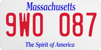 MA license plate 9WO087
