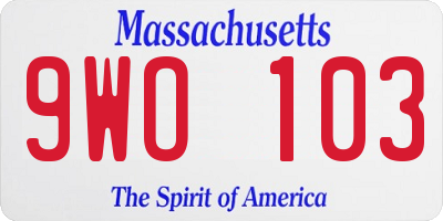MA license plate 9WO103