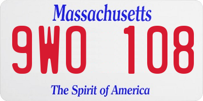 MA license plate 9WO108
