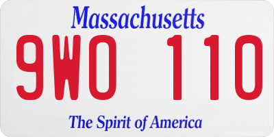 MA license plate 9WO110