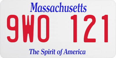 MA license plate 9WO121