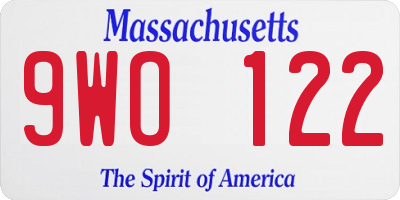 MA license plate 9WO122