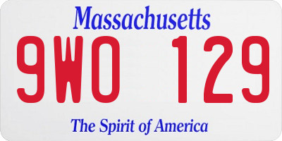 MA license plate 9WO129