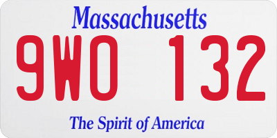 MA license plate 9WO132