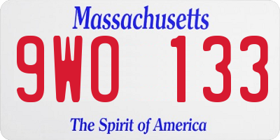 MA license plate 9WO133