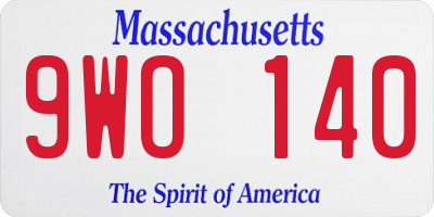 MA license plate 9WO140