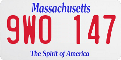 MA license plate 9WO147
