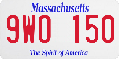 MA license plate 9WO150