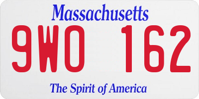 MA license plate 9WO162