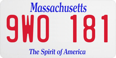 MA license plate 9WO181
