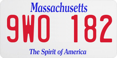 MA license plate 9WO182