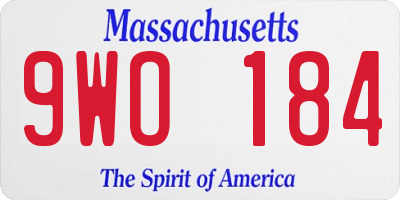 MA license plate 9WO184